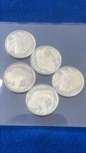 5 110 ozt Silver Buffalo rounds by HM