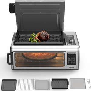 Air Fryer Countertop Oven and Indoor Grill Combo, 18 QT and 1600W, Joyami Brand, Air Fry, Bake, Dehydrate, Toast, 6 Nonstick Settings RETAIL $130.00