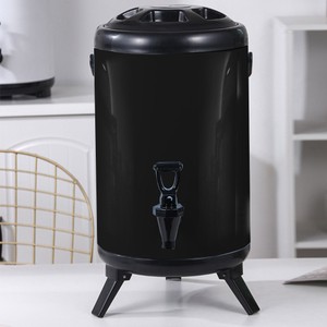Stainless Steel Insulated Milk Tea Barrel Hot and Cold Beverage Dispenser Container with Faucet Black 10 Liters Size RETAIL $80.00