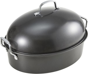 Extra Large Roasting Pan With Lid, Nonstick, Great for Turkeys and Chickens, With Rack 18x14 Inches Heavy Duty, Dishwasher Safe