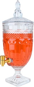 1.3 Gallon Glass Drink Dispenser With Spigot for Party, Bars, Weddings, Crystal Collection Juge, Very Elegant RETAIL $75.00