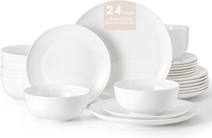 Kingstone dinnerware set 24 pieces model 11101-24p White Color Plates and Bowls
