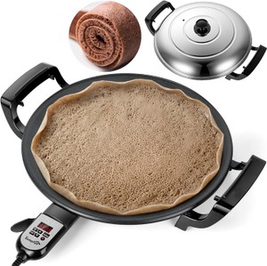 18.5 Electric Lefse Griddle, Adjustable Temperature and Time, Non-Stick Surface, Even Heating for Injera, Lefse, Crepes, Pancakes, Dosas, Saj Bread, Flatbread and More RETAIL $150.00