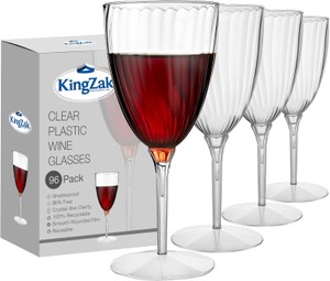 Premium Wine Glasses PLASTIC 8-Ounces Disposable, 96-Count Glasses