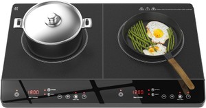 Cooktop Induction 1800W Portable Induction Cooktop 2-Burners, Independent Touch Control with 9 Temperature and Power Levels