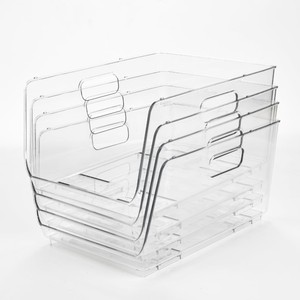 Clear Plastic Stackable Bins for Pantry and Fridge, Toy Organizers, Great for Kitchen, Bathroom, Playroom.