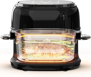  Air Fryer With 360-Degree View 8-in-1 Functions, Fries, Wings, Fish, Shrimp and More, Presets, Digital Touchscreen, Nonstick Basket, Dishwasher Safe