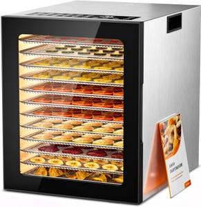 Food Dehydrator, 850W 12 Stainless Steel Trays in Dehydrator Machine, 167°F Temperature and 48 Hour Digital Timer Adjustable, Food Dryer for Jerky