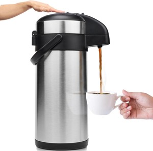 Airpot Coffee Dispenser with Pump - 176 oz Insulated Stainless Steel Coffee Carafe - Thermal Beverage Dispenser - Coffee Urn for HotCold Water, Party Chocolate Drinks