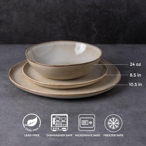 Ceramic Dinnerware Set 24-Piece ,Handmade Reactive Glaze Stoneware Plates and Bowls Sets, Highly Scratch Resistant, Dishwasher & Microwave Safe Dishes Set, Designed for 8 People Dinner