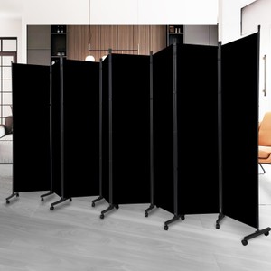 Black Room Divider, Eight Panels, Adjustable, 6-Feet High, 176 Inches Wide, Great to Separate and Divide Rooms, Great for Offices, Homes, Bedrooms, Dorm Rooms, Churches and More