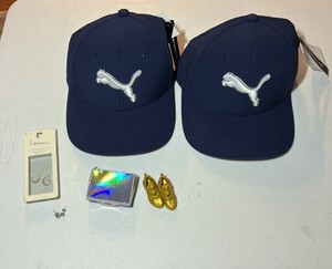 (2) PUMA hats (2)earring sets(one.925 Sterling) Mini Reebok shoes