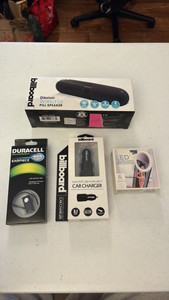 DURACELL Bluetooth ear piece, Billboard car charger, Trend LED selfie light, wireless pill speaker