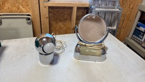 VINTAGE Orb Desk Light and Art Deco Vanity Mirror