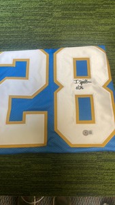Los Angeles Chargers, Isaiah Spiller autographed jersey #28