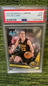 2023 Bowman U Chrome Caitlin Clark PSA graded 9 Iowa Hawks