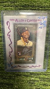 2025 Topps Allen and Ginter x Black Hobby Ryan Bliss mini framed auto numbered50 Seattle Mariners