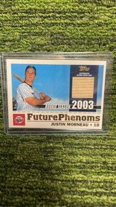 2003 Topps Justin Morneau Future phenoms authentic game used bat relic Minnesota Twins