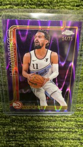 2025 Topps Chrome Trae Young purple wave numbered 75