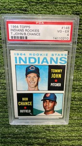 1964 Topps Indians rookies Tommy John Bob chance PSA grade 4