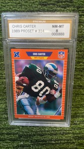 1989 Pro Set Cris Carter Rookie Philadelphia Eagles graded 8