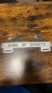 vintage horse racing king of sports license plate bracket 1950-1970s