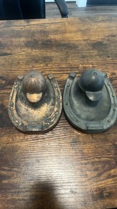 2 antique horse racing inkwells
