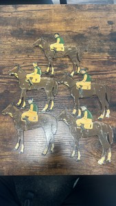 1920s-1930s hand painted wooden horse racing themed pieces