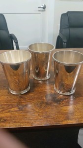 lot of 6 silver plated laurel race course cups