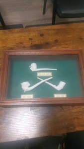 jockey themed clay pipe display