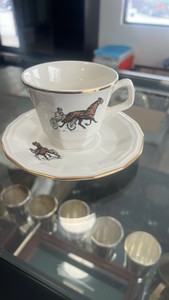 horse racing themed tea cup and saucer