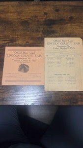 1925 Lincoln county fair horse racing race cards