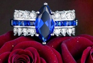Stunning Marquise Cut Sapphire CocktailEngagement Ring in 18K White Gold Plated