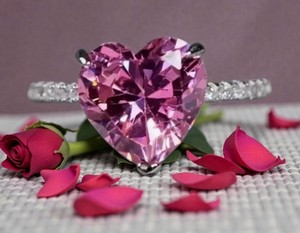 3Ct Pink Diamond Ring 18K Gold over