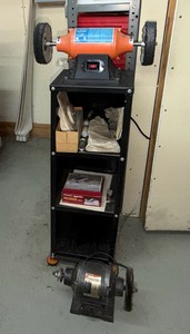 6 BENCH Buffer on stand, Buffalo 6 Bench grinder  with polishing kit & other items on stand