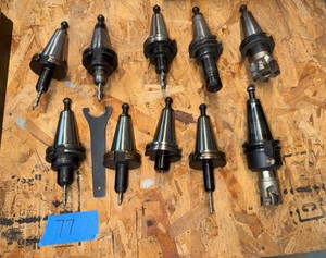 (10) CNC CV40 assorted tool holders with cutters & drills for milling