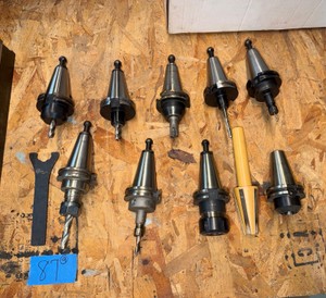 (10) CNC CV40 assorted tool holders with cutters & drills for milling