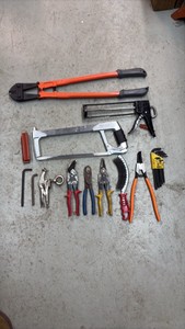 HEX key set, wire cutters, bolt cutter, hacksaw