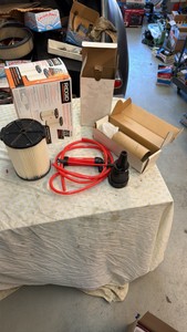 RIDGID pleated filter, transfer pump, tool holder