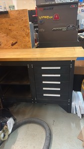 Harbor Freight 5-drawer steel work station with a maple top 42606.