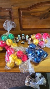 Nativity Scene with kids, 3 trap.  4 bags of Vintage Christmas Ornaments, 8 in each one.