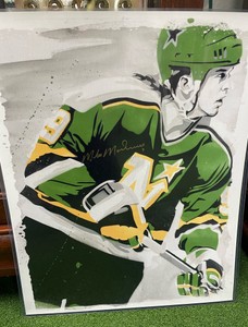 Mike Madano Minnesota North Stars Autographed 17X21 Poster with Authentication in holder-Very Cool Piece High Quality