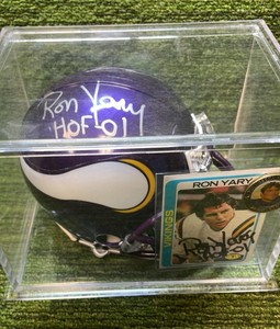 RON YARY Autographed mini Helmet, Inscribed HOF & JOE KAPP #11  Minnesota Vikings