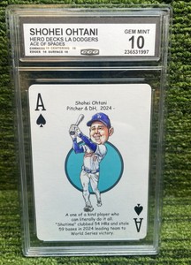 SHOHEI OHTANI Hero Decks LA Dodgers Ace of Spades graded GEM MINT 10