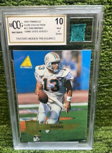 1995 Pinnacle Club Collection Dan Marino Game Used Jersey Included BCCGBGS 10 Miami Dolphins