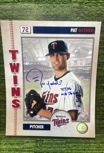 Minnesota Twins Pat NESHEK Autographed Picture Inscribed 7706 MLB Debut 