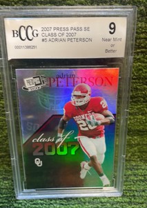 2007 Press Pass Adrian Peterson Class of 2007 BCCG graded 9 Oklahoma Sooners