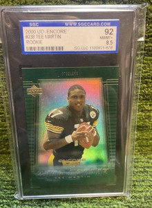 2000 Upper Deck Encore TEE MARTIN rookie card RC, SGC graded 92
