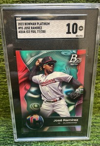 2023 Bowman Platinum Jose Ramirez Aqua Ice Foil 250SGC graded 10