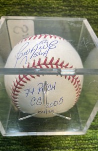 Silva Autographed Baseball with inscription 74 pitch CG 2005 0474